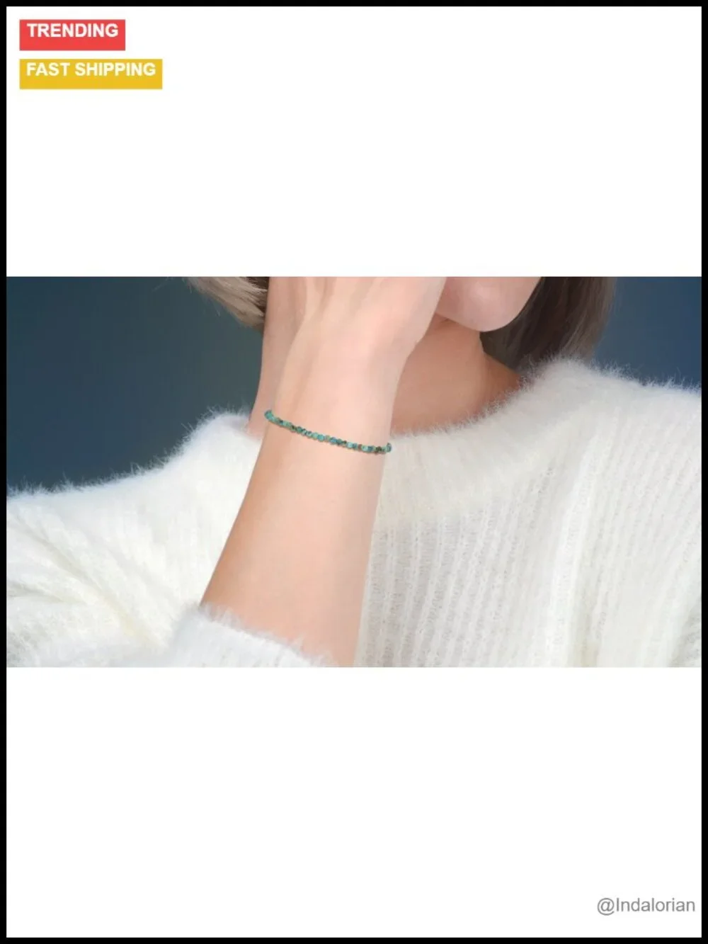 18K Gold Plated Crystal Beaded Bracelet Adjustable Dainty